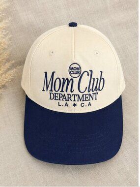 NWT Slyfox Threads Mom Club Department Trucker Hat Navy Tan Adjustable Snapback